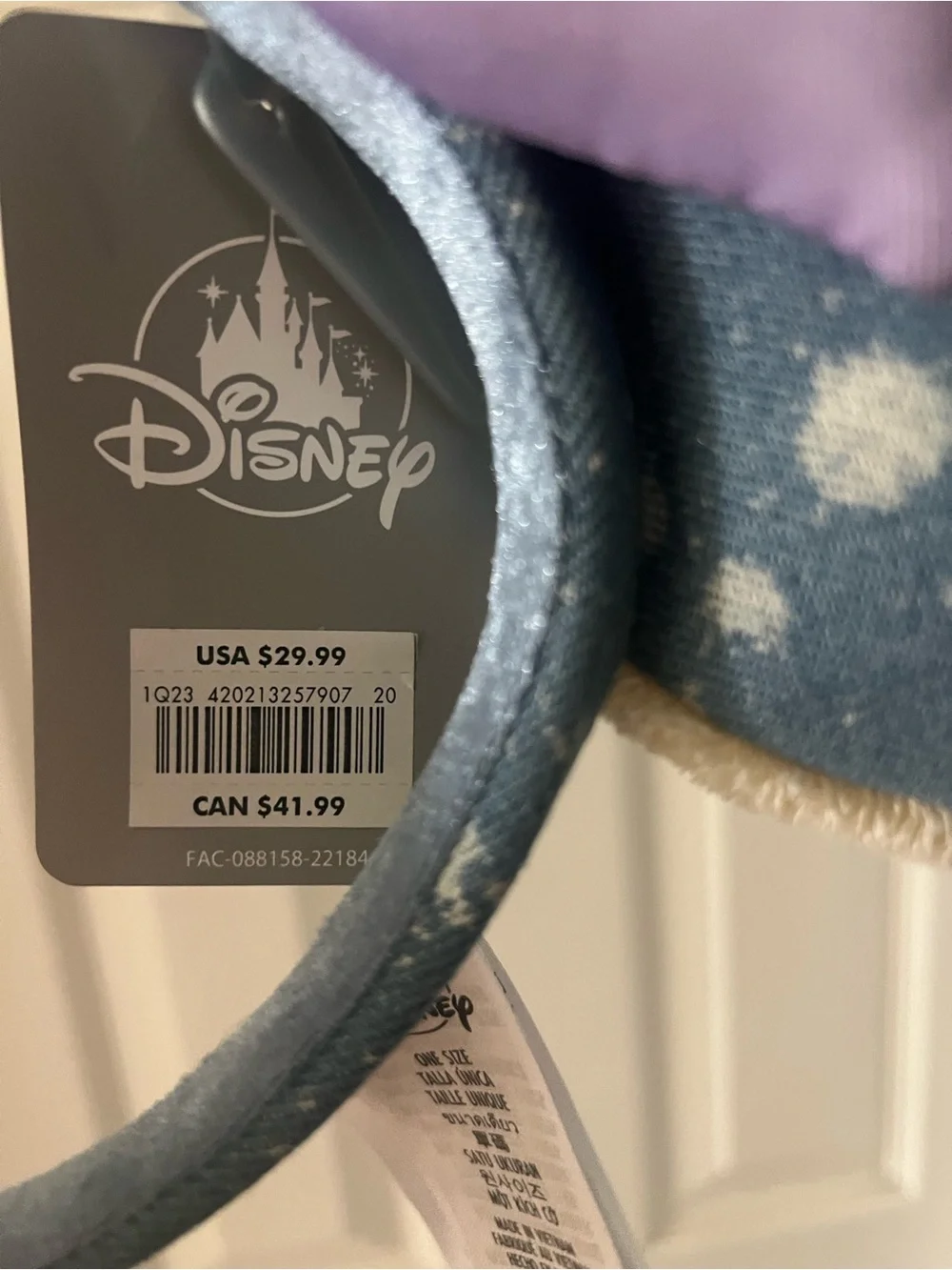 Disney Lavender Bow Denim Mickey Ears Headband